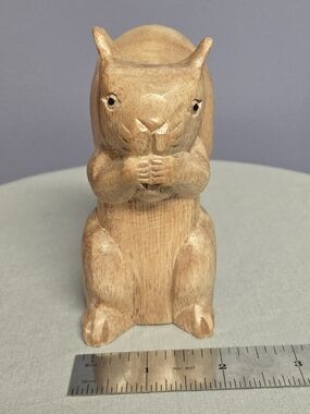 Wooden Brown Squirrel Figurine